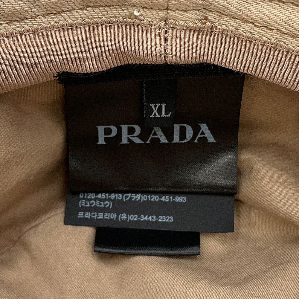 PRADA triangle logo bucket hat Size XL Beige2HC137 Cotton100%