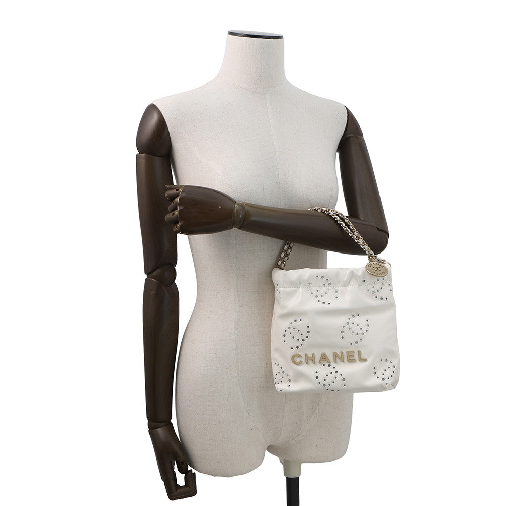 CHANEL CHANEL 22 Coco Punching ChainShoulder WhiteAS3980 Shiny Calf Leather Size Mini