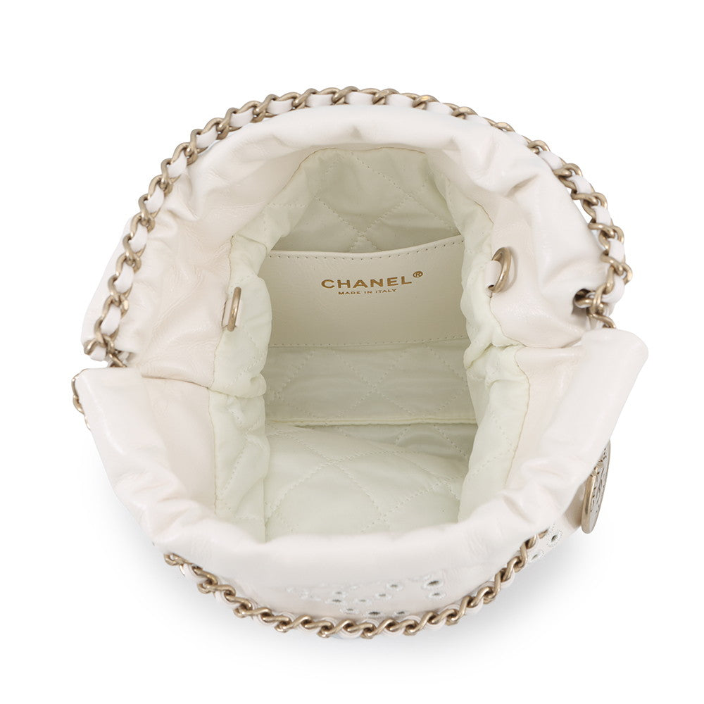 CHANEL CHANEL 22 Coco Punching ChainShoulder WhiteAS3980 Shiny Calf Leather Size Mini