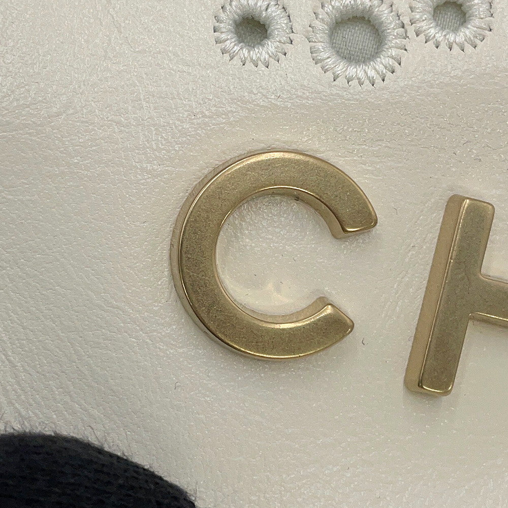 CHANEL CHANEL 22 Coco Punching ChainShoulder WhiteAS3980 Shiny Calf Leather Size Mini