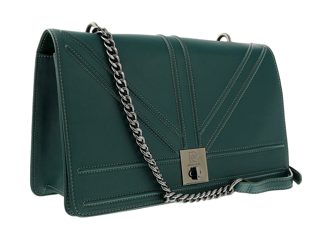 Pierre Cardin Teal Leather Medium Structured Shoulder Bag