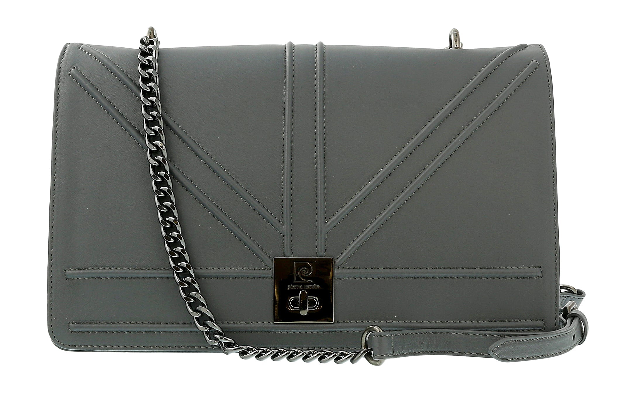 Pierre Cardin Grey Leather Medium Structured Shoulder Bag