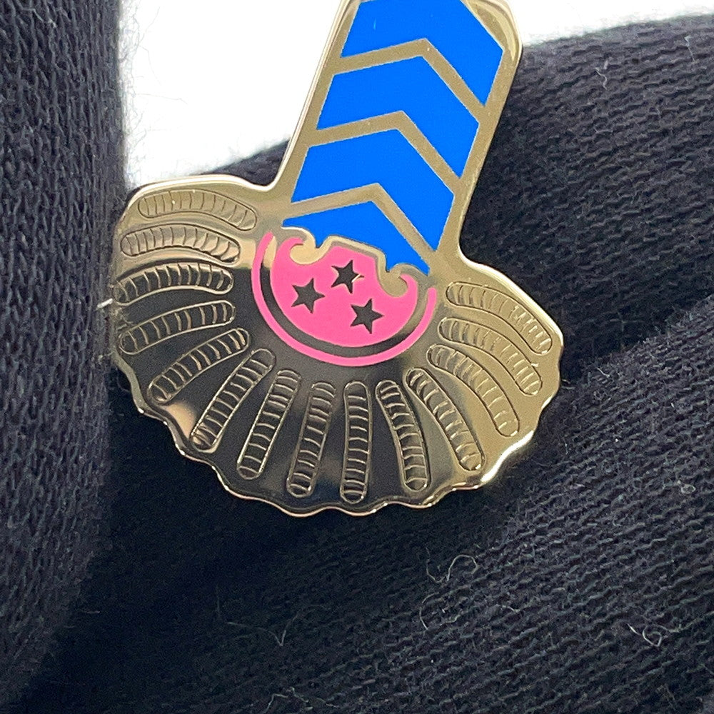 HERMES Twilly Ring epaulet Blue/Pink Metal
