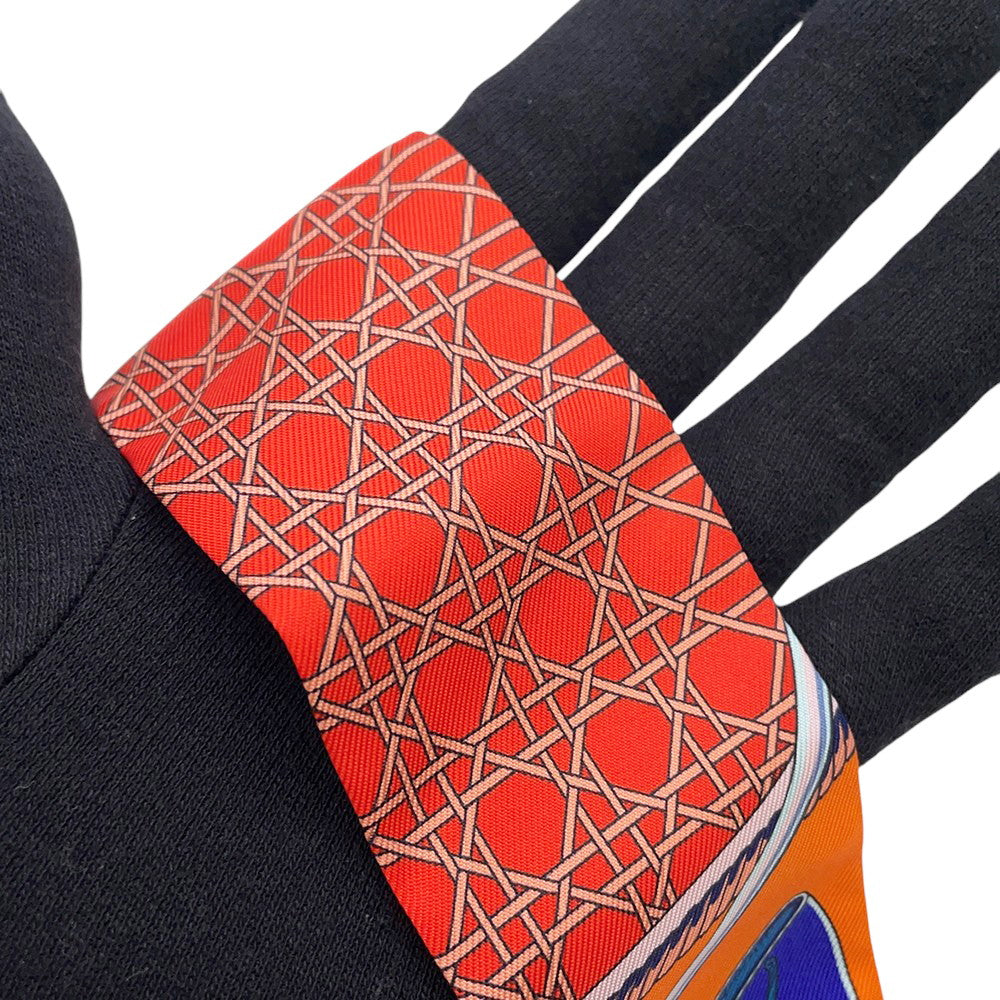 HERMES Twilly Folding Canopy Carriage LES VOITURES A TRANSFORMATION Orange/Cobalt/Vermillon Silk100%