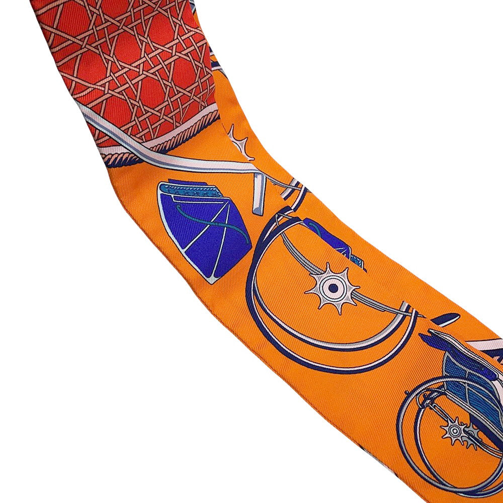 HERMES Twilly Folding Canopy Carriage LES VOITURES A TRANSFORMATION Orange/Cobalt/Vermillon Silk100%