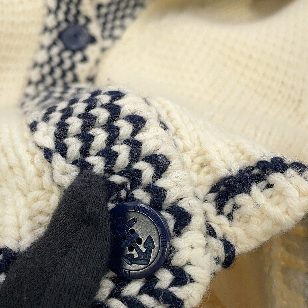 Dior Sailor knit cardigan Size 34 Ivory154G02AM305 Linen70% Cashmere30%