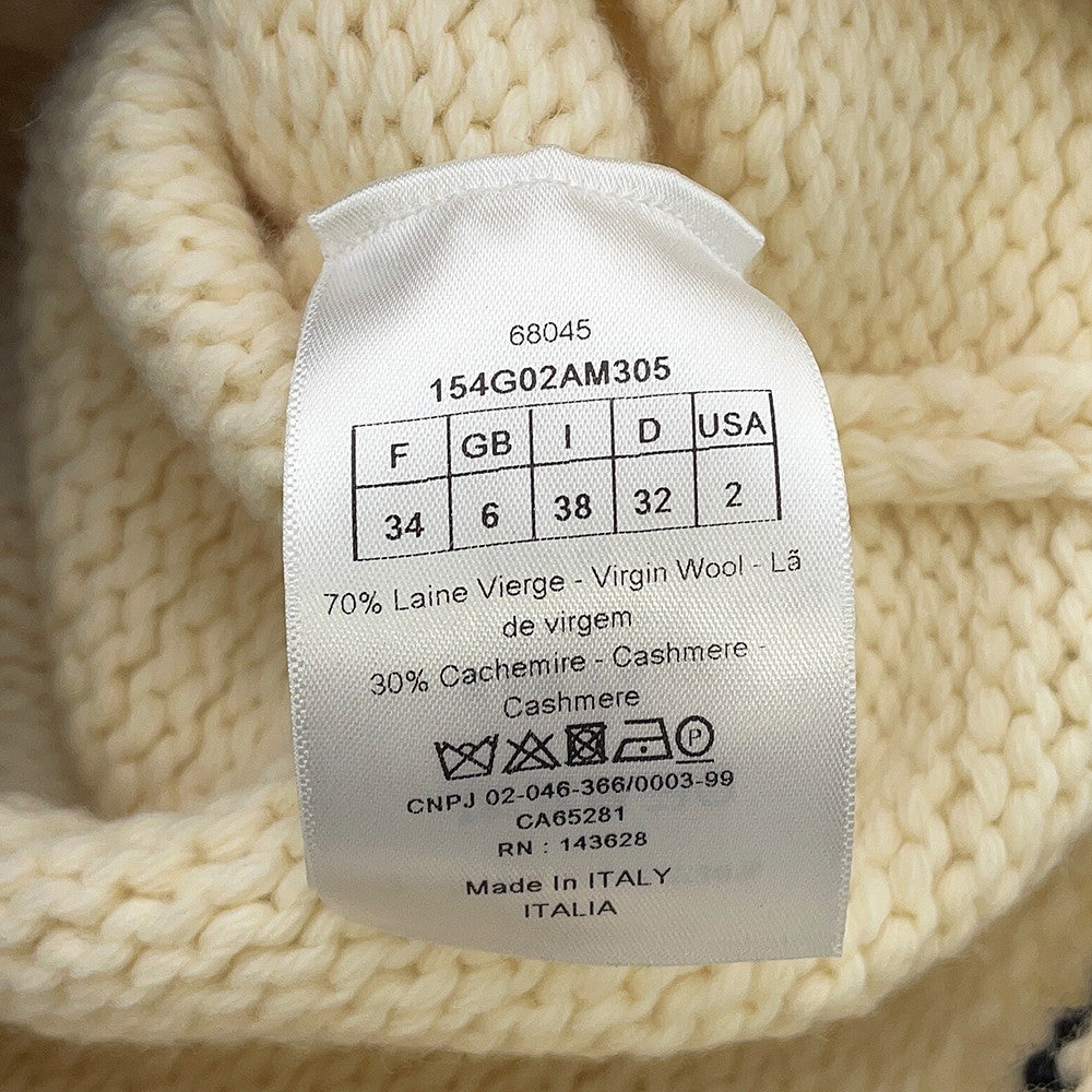 Dior Sailor knit cardigan Size 34 Ivory154G02AM305 Linen70% Cashmere30%