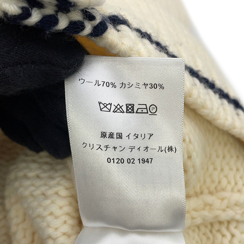Dior Sailor knit cardigan Size 34 Ivory154G02AM305 Linen70% Cashmere30%