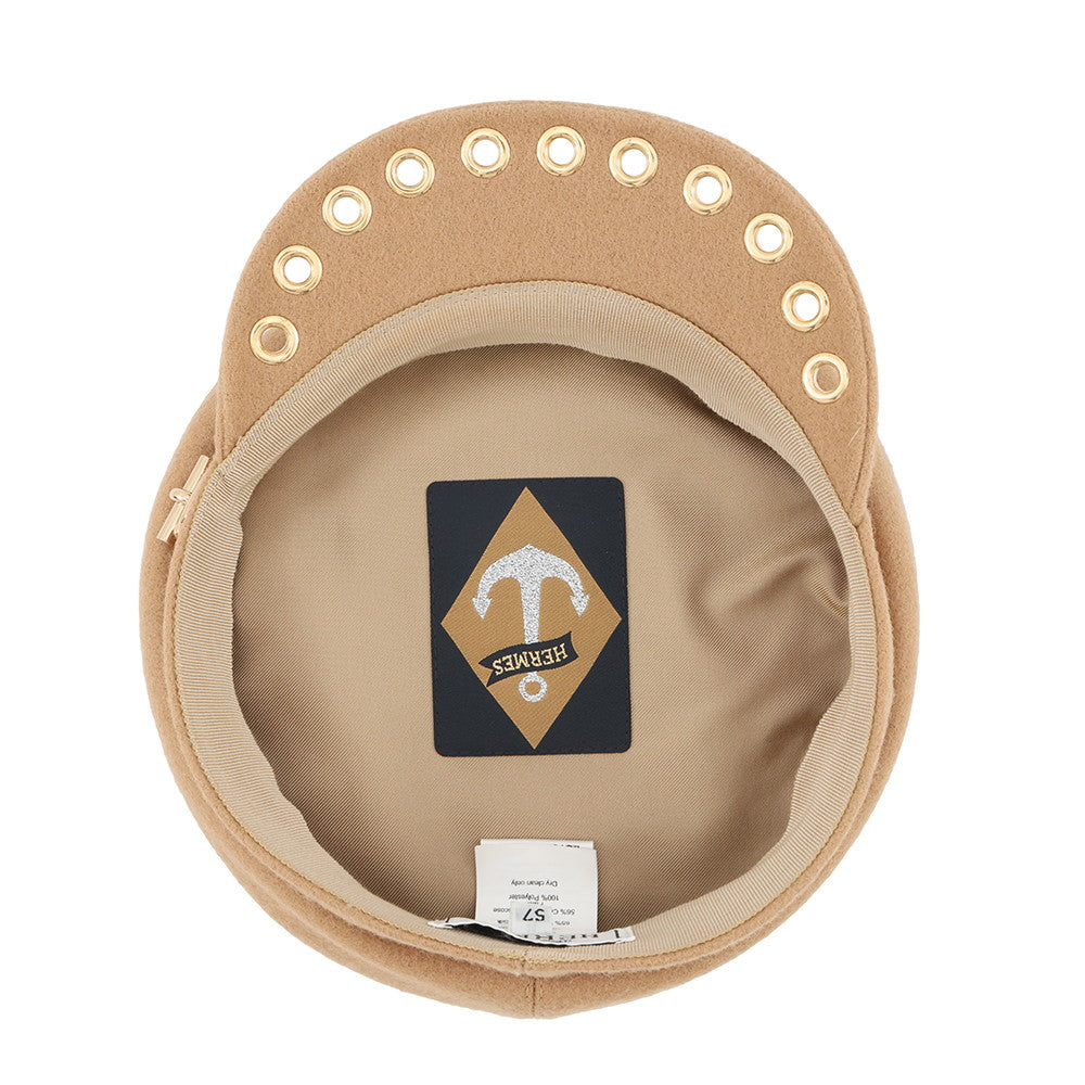 HERMES Vauban Sailor Cap Size 57 CamelH232034N Wool 100%