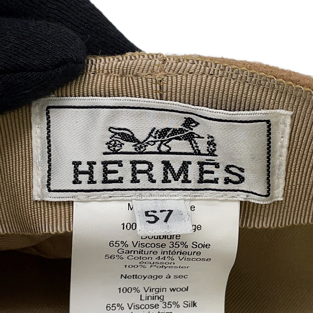 HERMES Vauban Sailor Cap Size 57 CamelH232034N Wool 100%