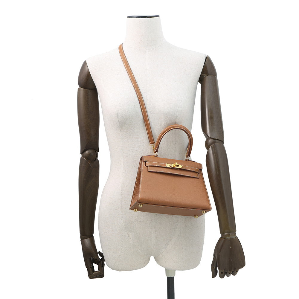 HERMES Mini Kelly Gold Courchevel Size 20