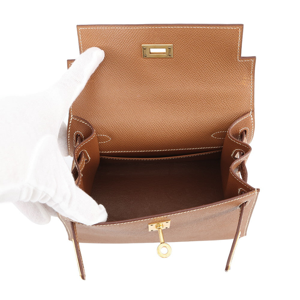 HERMES Mini Kelly Gold Courchevel Size 20