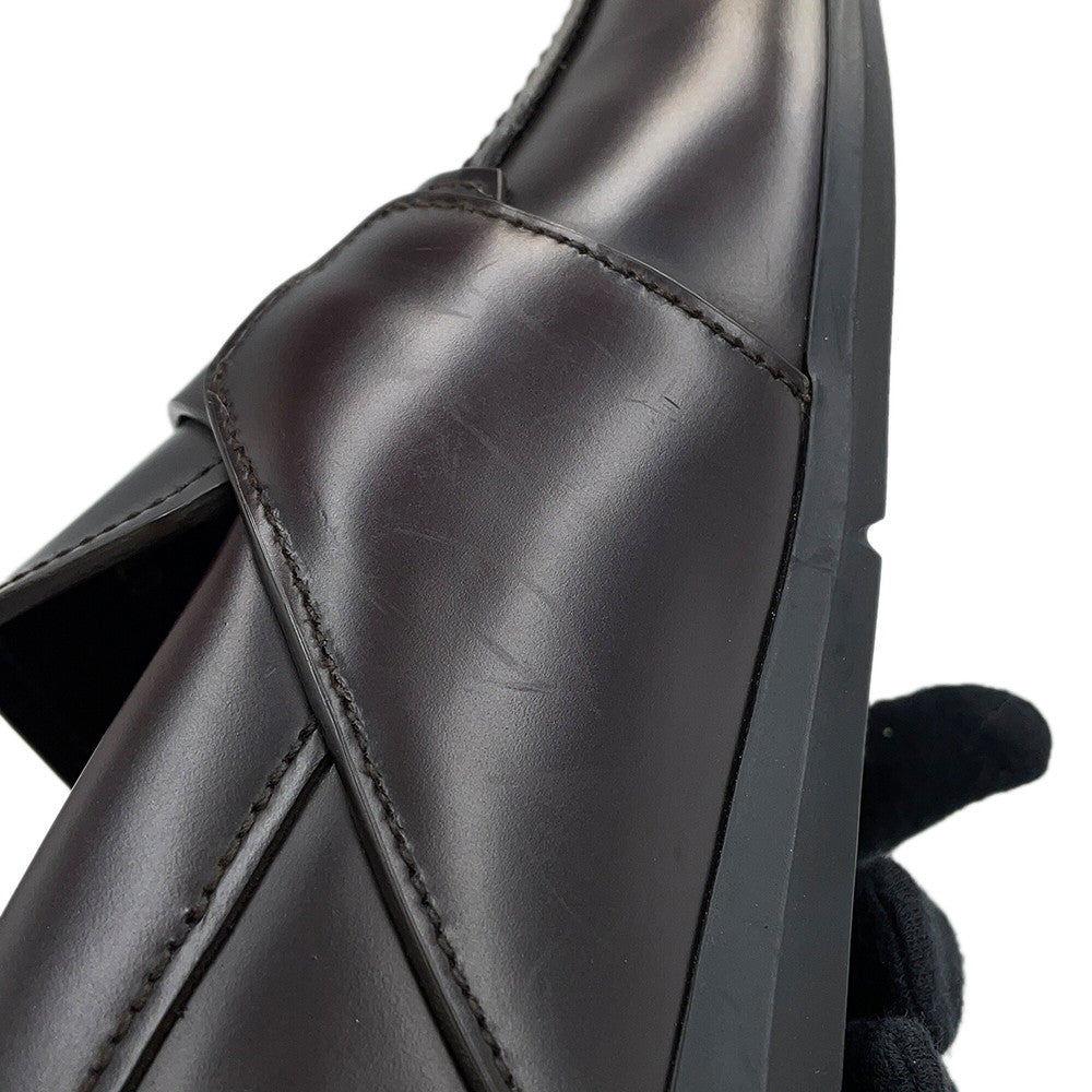 PRADA Brushed Leather Square Toe Loafers Brown2DE075 Leather Size 5