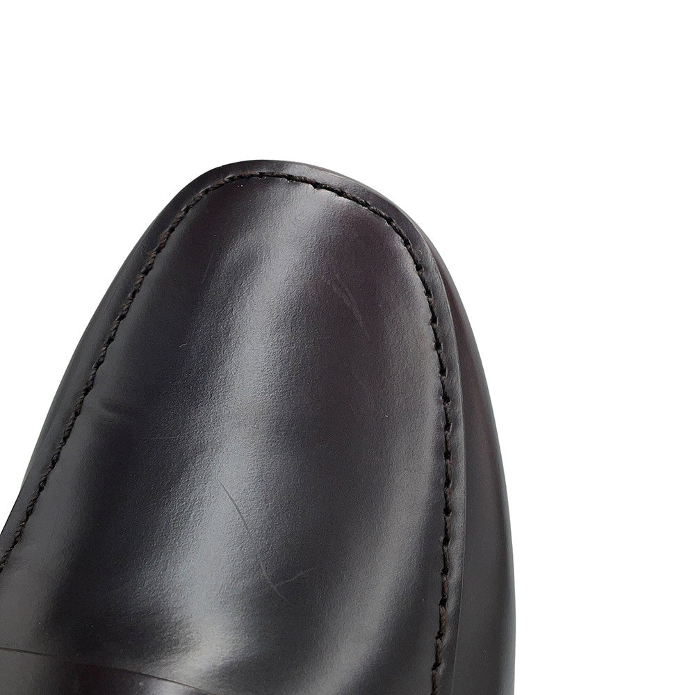 PRADA Brushed Leather Square Toe Loafers Brown2DE075 Leather Size 5