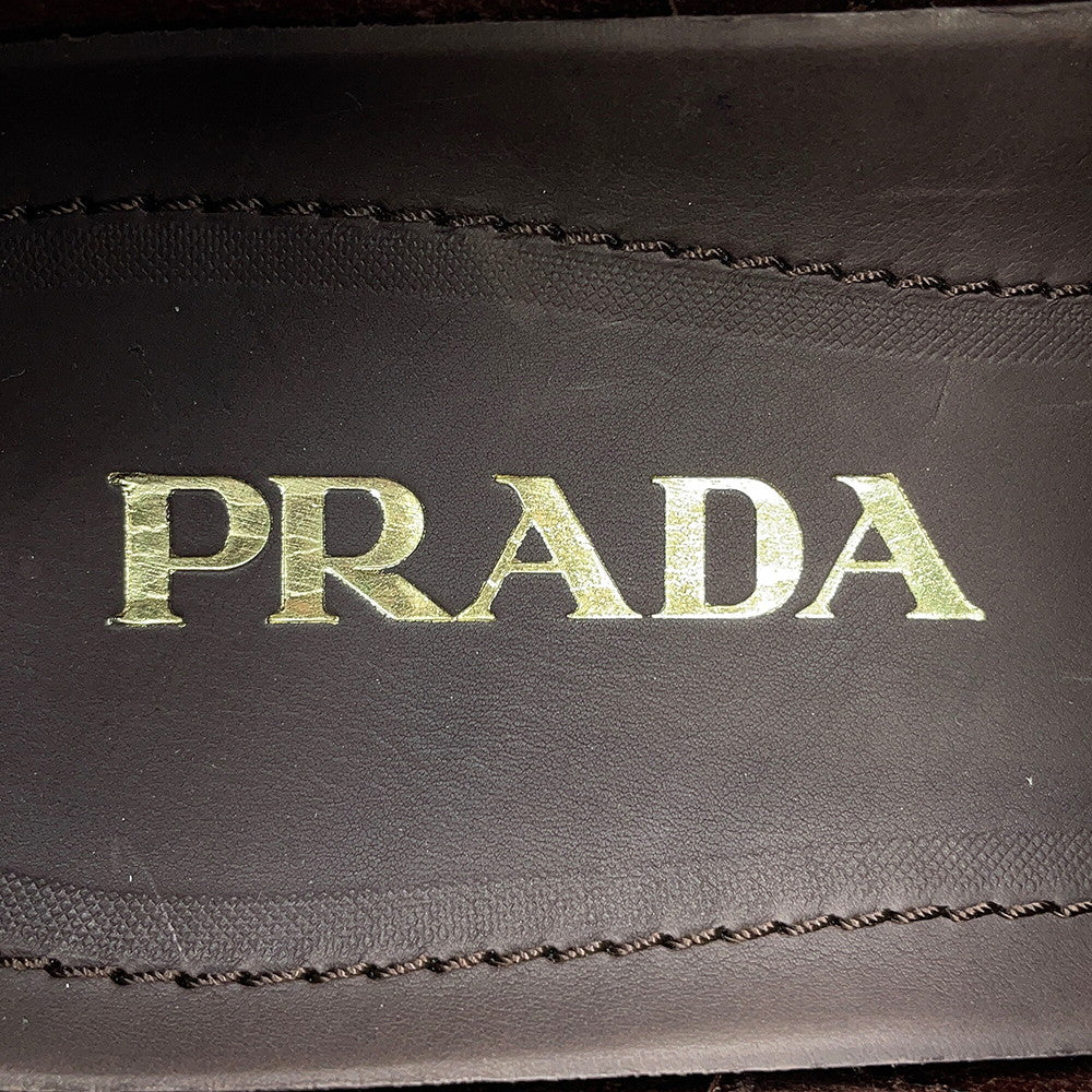 PRADA Brushed Leather Square Toe Loafers Brown2DE075 Leather Size 5