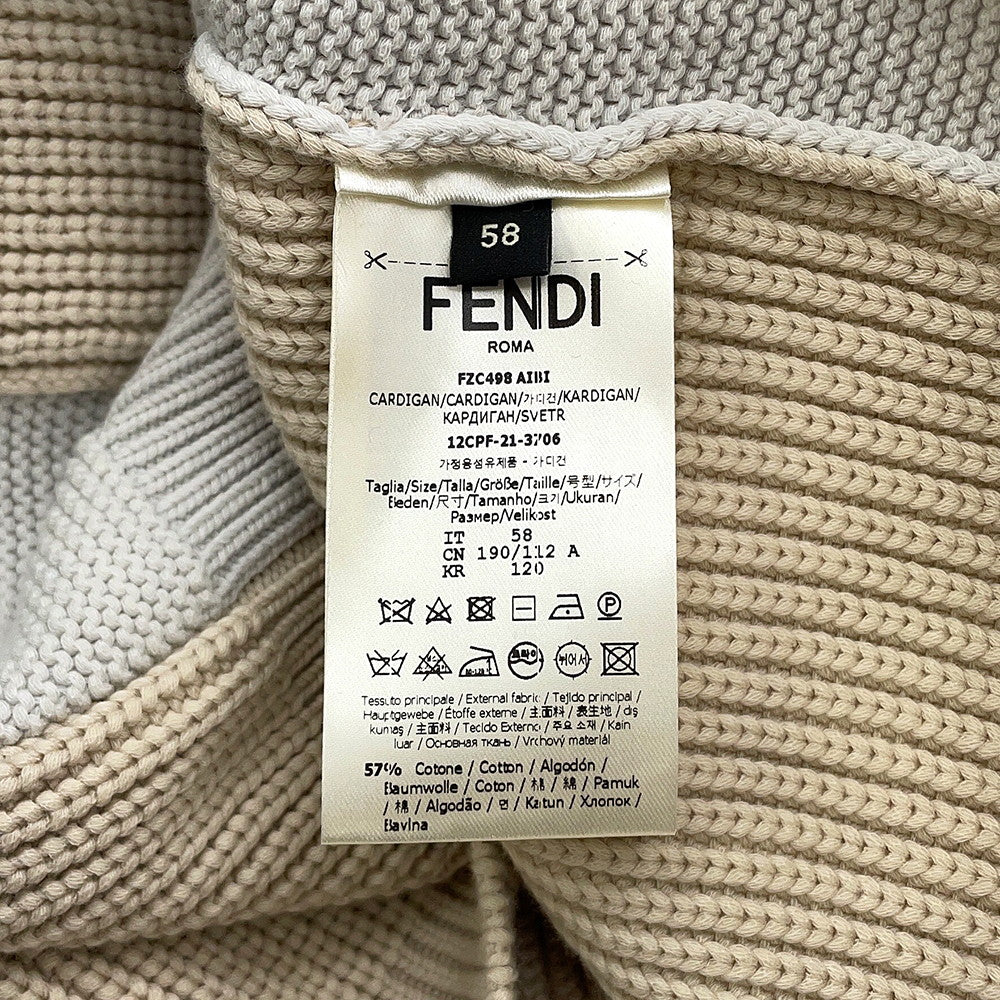 FENDI Knit cardigan Size 58 Beige/Light GrayFZC498 Cotton57% Nylon43%