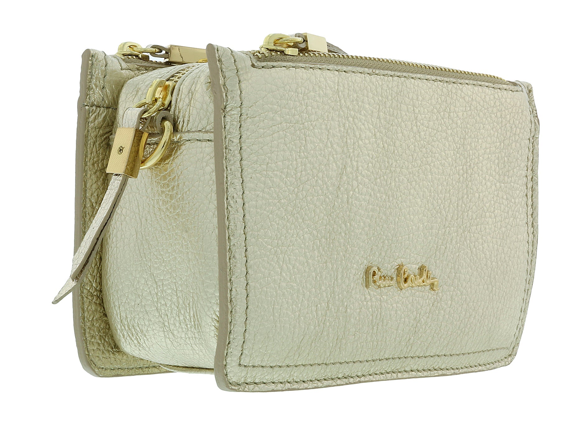 Pierre Cardin Gold Leather Small Structured Square Crossbody Bag