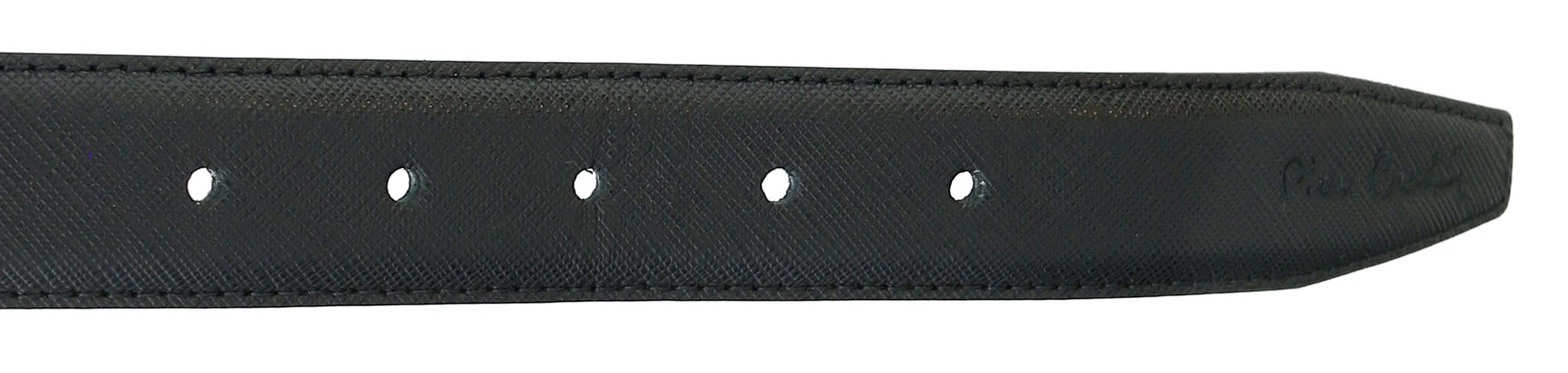 Pierre Cardin Black Textured Classic Silver D-Ring Adjustable Belt Adjustable Mens Belt-