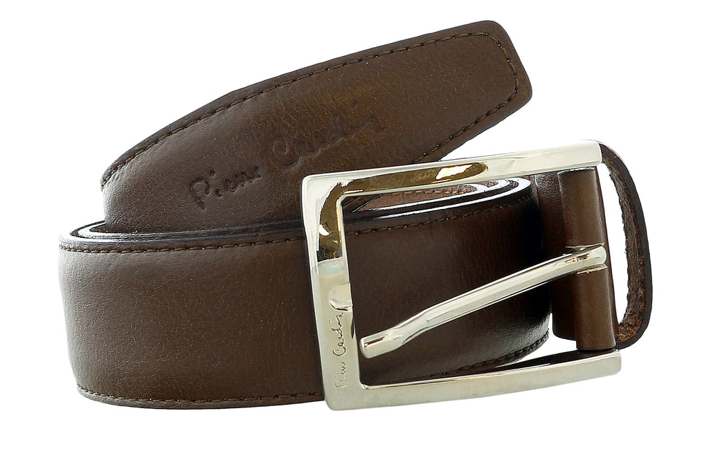 Pierre Cardin Brown Classic Square Silver D-Ring Adjustable Belt Adjustable Mens Belt-50