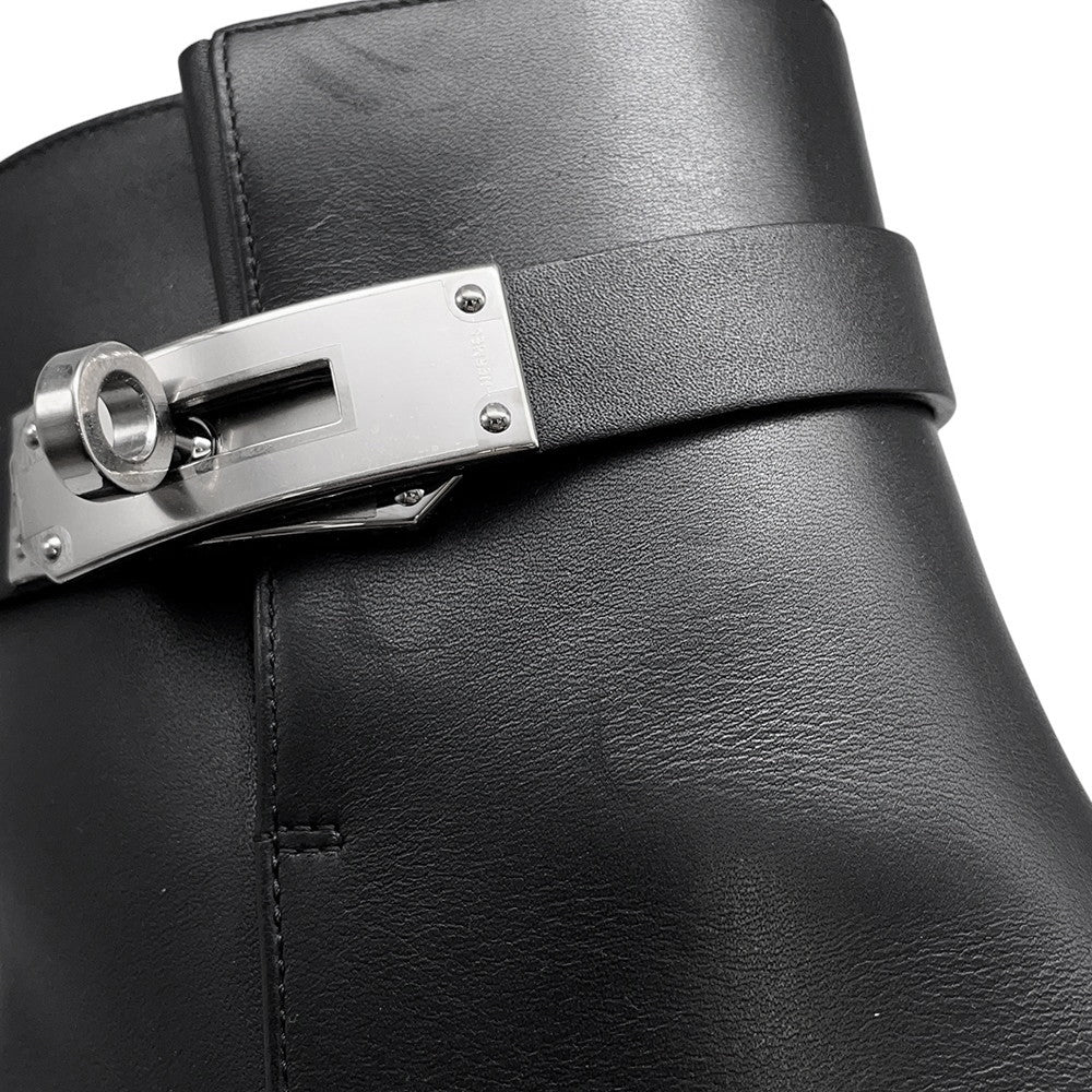 HERMES Saint Germain Boots Black Calf Leather Size 36