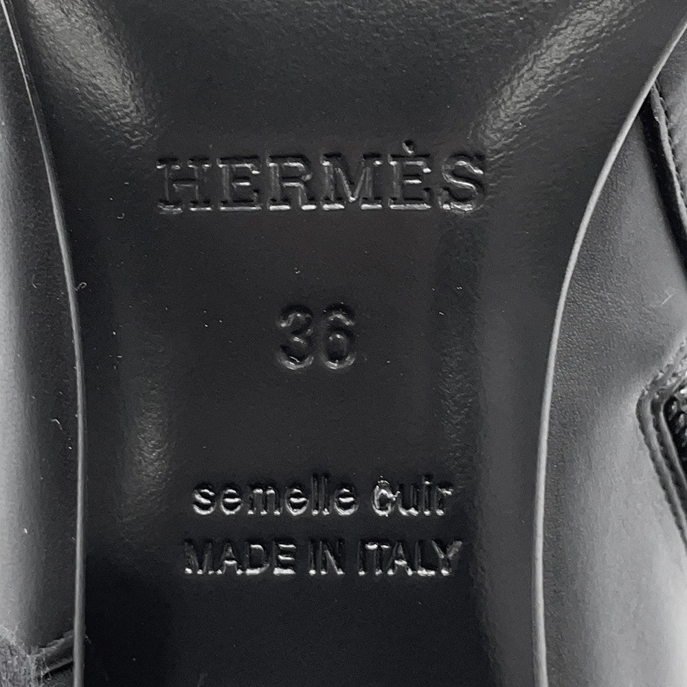 HERMES Saint Germain Boots Black Calf Leather Size 36