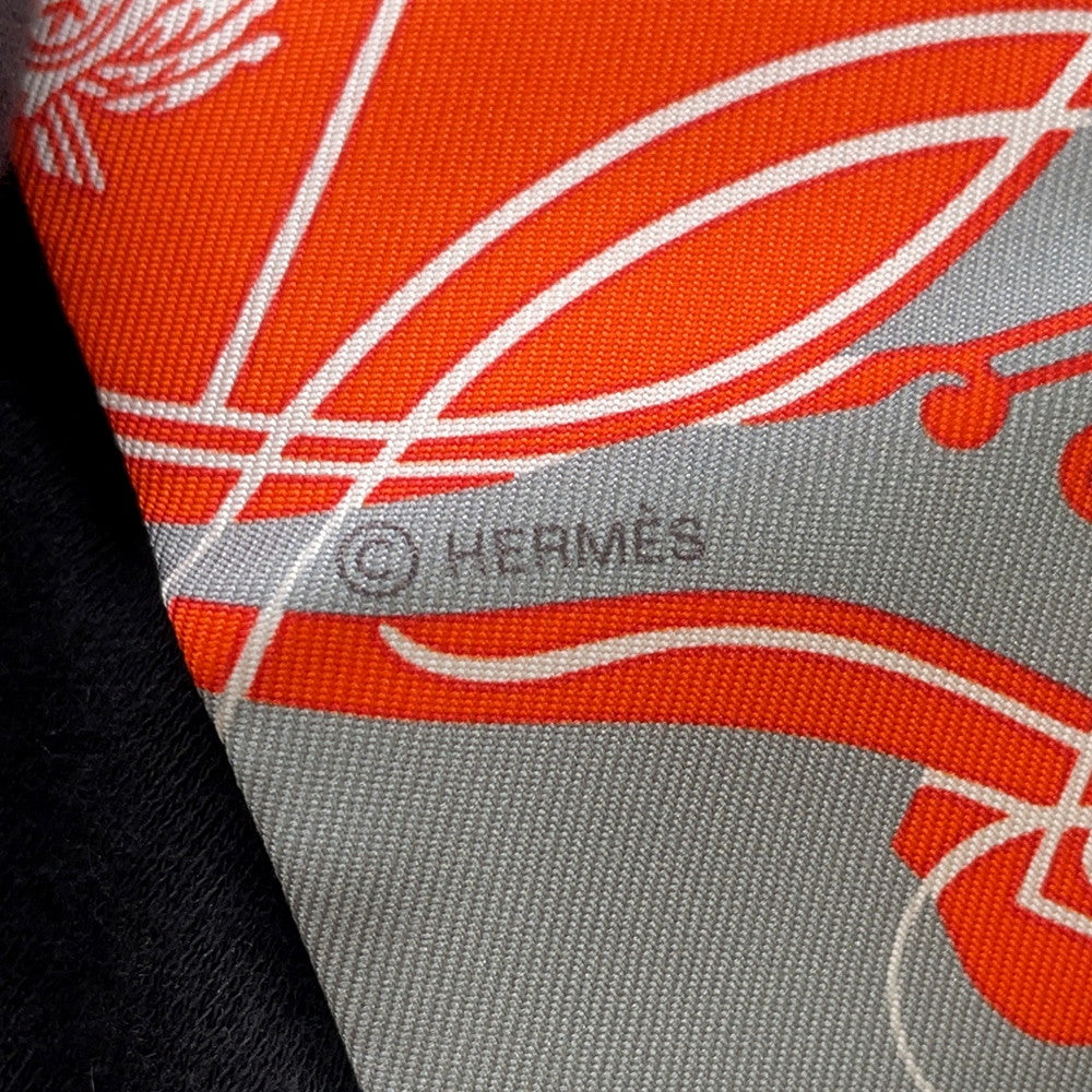 HERMES Twilly EX-LIBRIS Grease/Orange/Rose Bonbon Silk100%