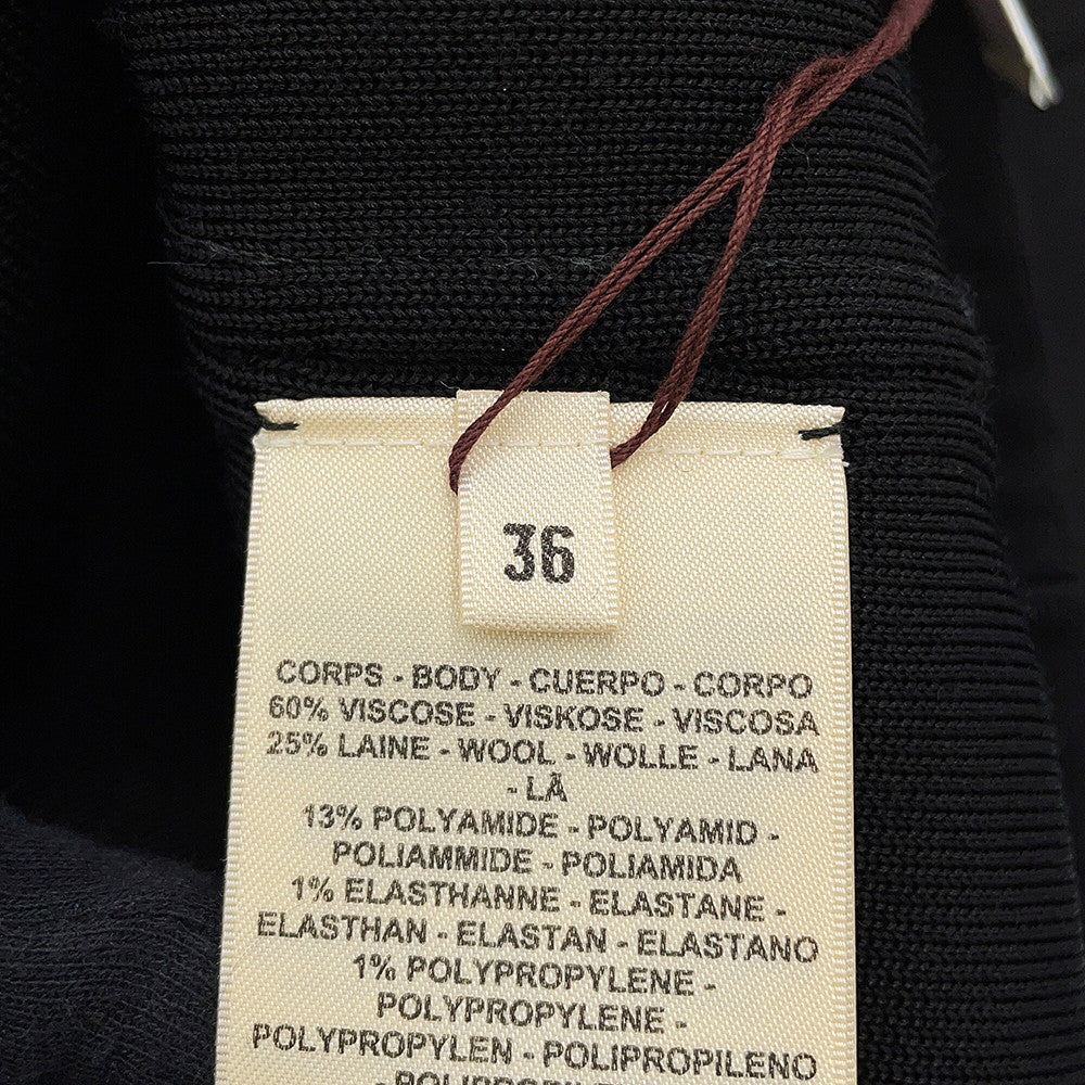 HERMES Knit Size 36 Black4H2669DT Rayon60% Wool 25% Nylon13% Polypropylene1% Polyurethane1%