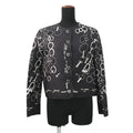 HERMES Do Re Boucles Quilted Collarless Jacket Size 38 Black3H0202D4 Silk100%