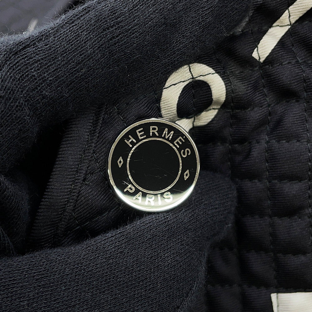 HERMES Do Re Boucles Quilted Collarless Jacket Size 38 Black3H0202D4 Silk100%