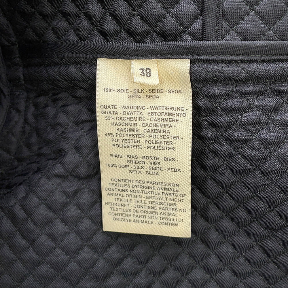 HERMES Do Re Boucles Quilted Collarless Jacket Size 38 Black3H0202D4 Silk100%