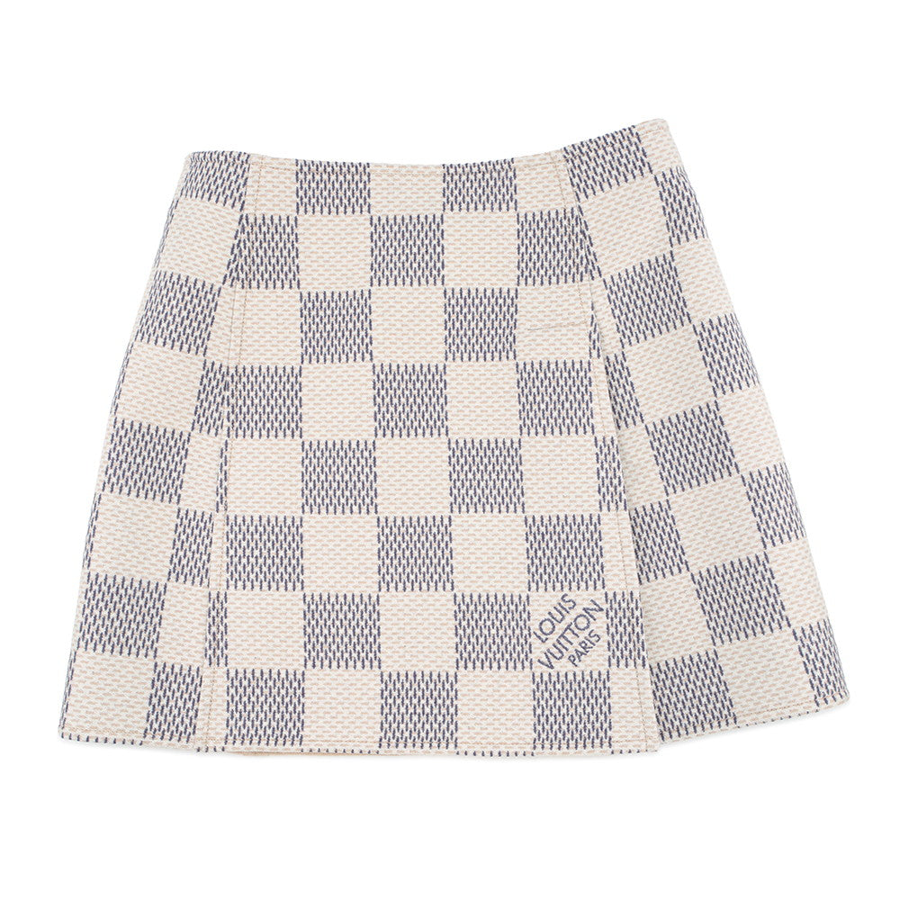 LOUIS VUITTON Damier Azur Skirt Size 40 White/GrayFMSK19 Wool97% Cashmere3%