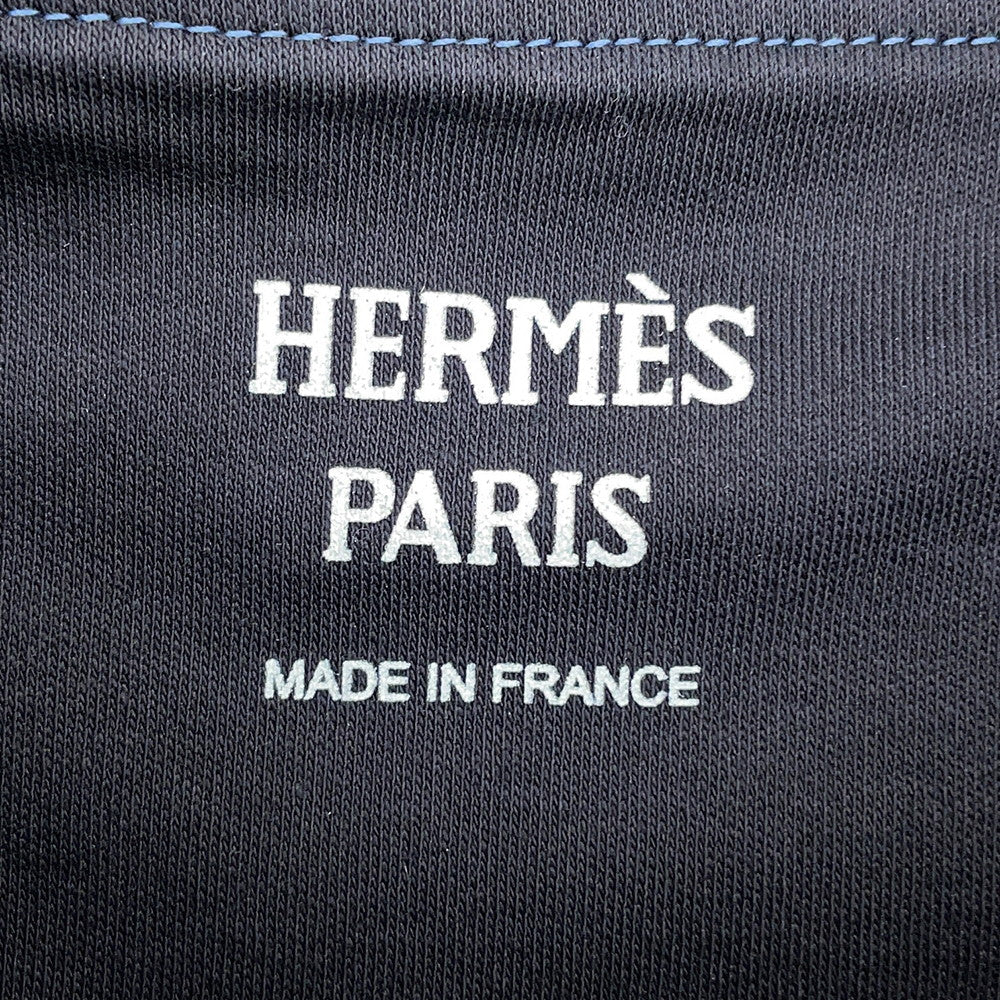 HERMES Micro T-Shirt "Cartouche" Candy Libris Size 38 Blue・NoirH5H4630DC Cotton100%