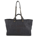 CHANEL Deauville shopping bag Navy/BlackA93786 Raffia Leather Size GM