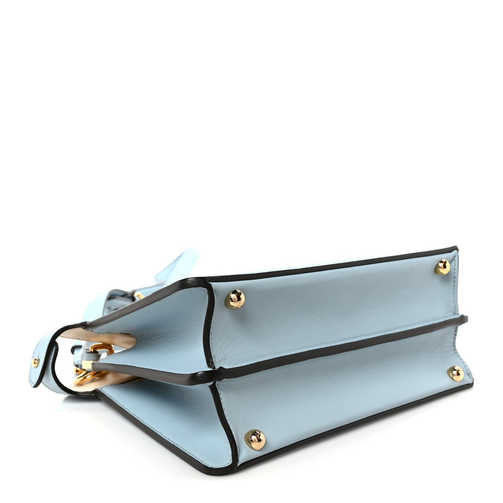Vitello Seta Shiny Nappa Small Peekaboo I SEE U Satchel Azzurro Baby Camelia