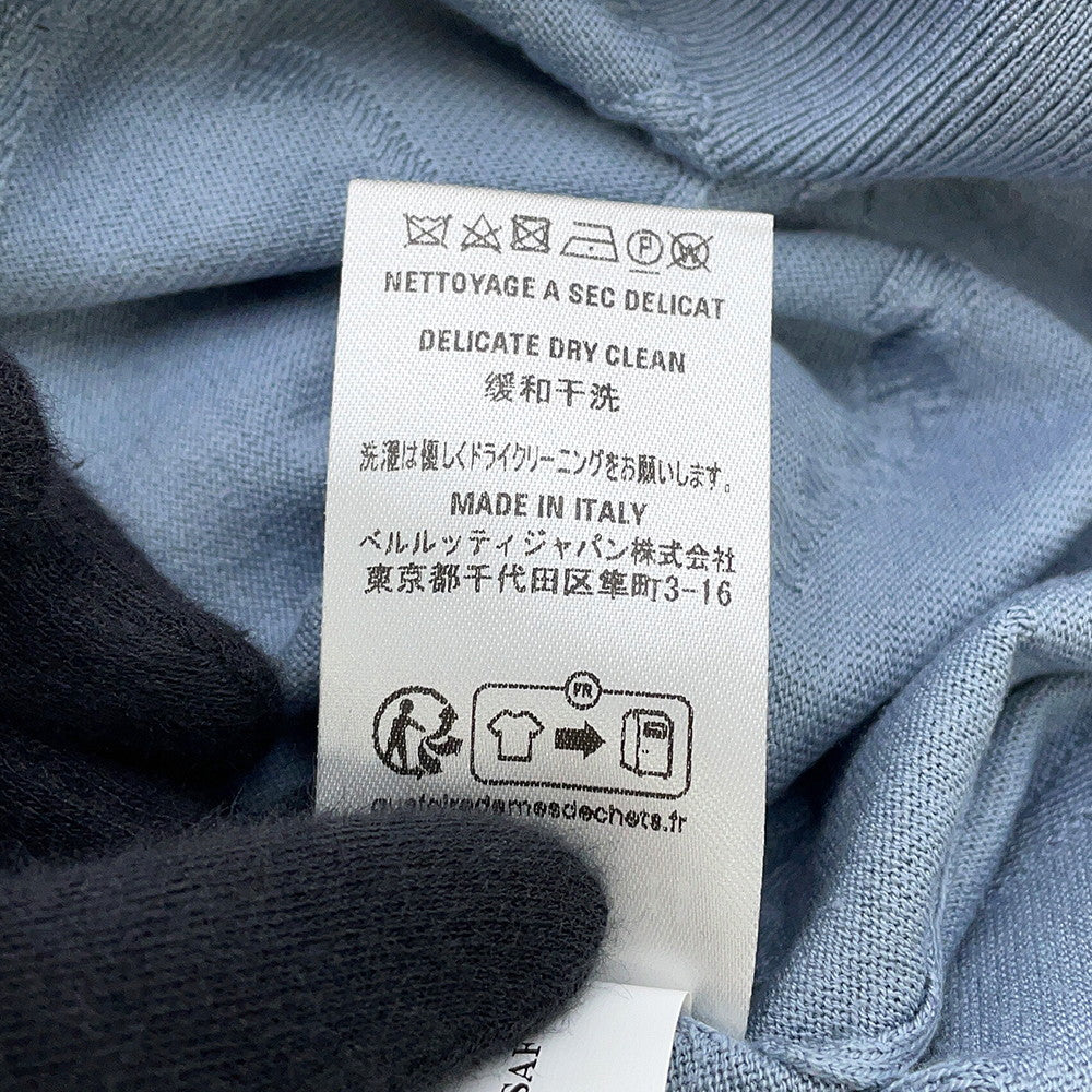 Berluti Diagonal Scritto Sweater Size L TitaniumBlueR27KRL228 Silk55% Cotton45%