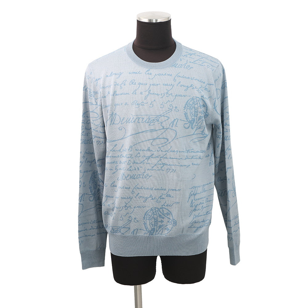 Berluti Scritto crew neck sweater Size L Pearl blueR26KRL198-001 Wool99% Nylon1%