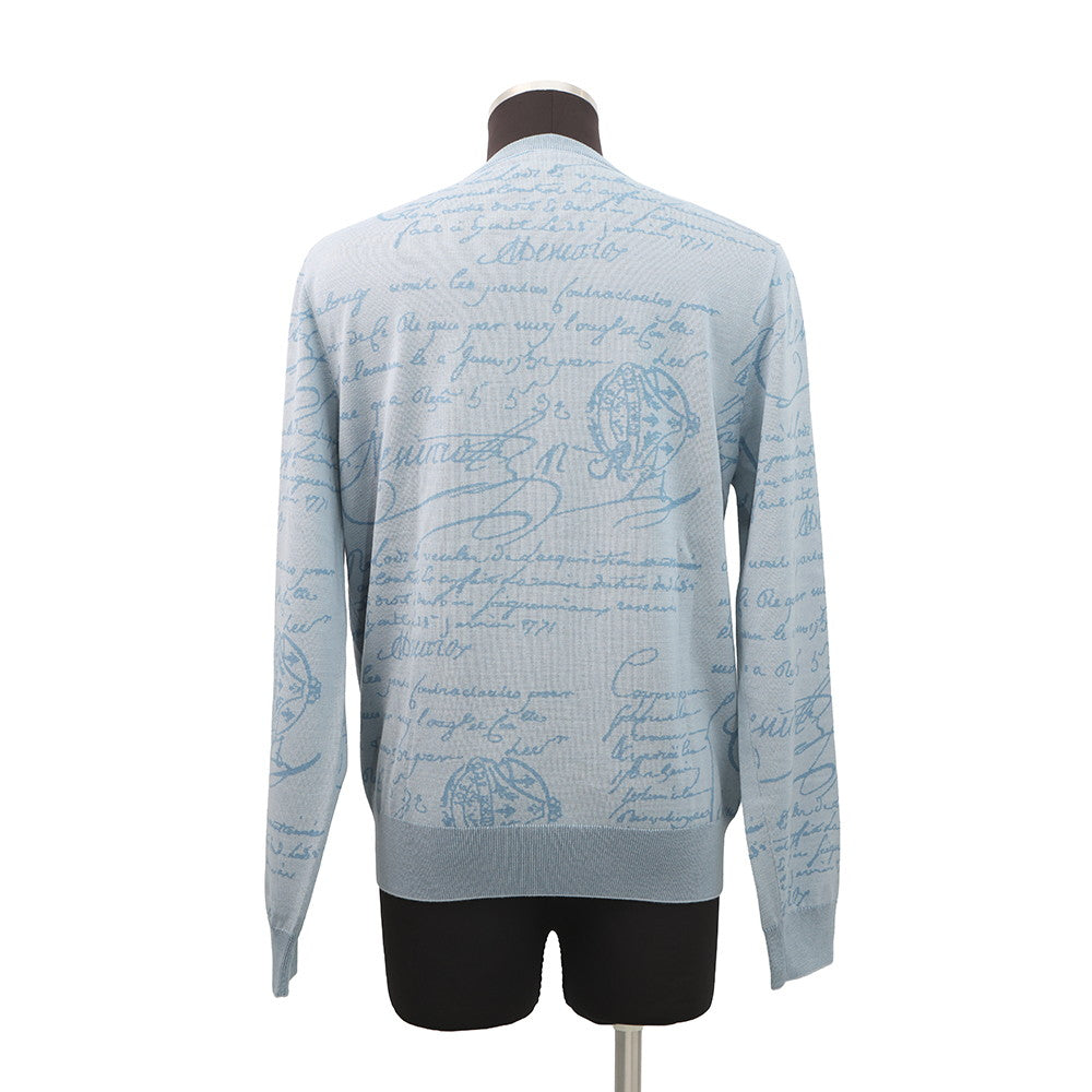 Berluti Scritto crew neck sweater Size L Pearl blueR26KRL198-001 Wool99% Nylon1%