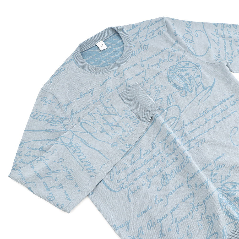 Berluti Scritto crew neck sweater Size L Pearl blueR26KRL198-001 Wool99% Nylon1%