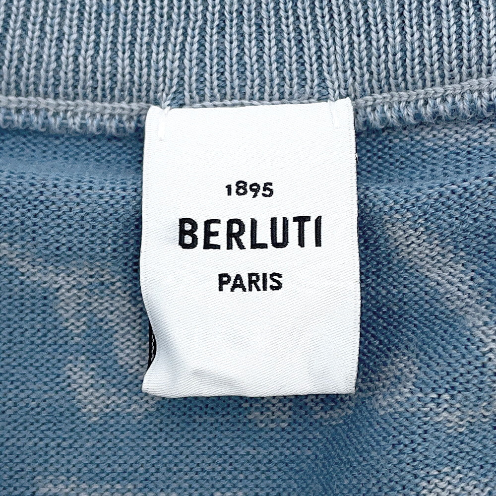 Berluti Scritto crew neck sweater Size L Pearl blueR26KRL198-001 Wool99% Nylon1%