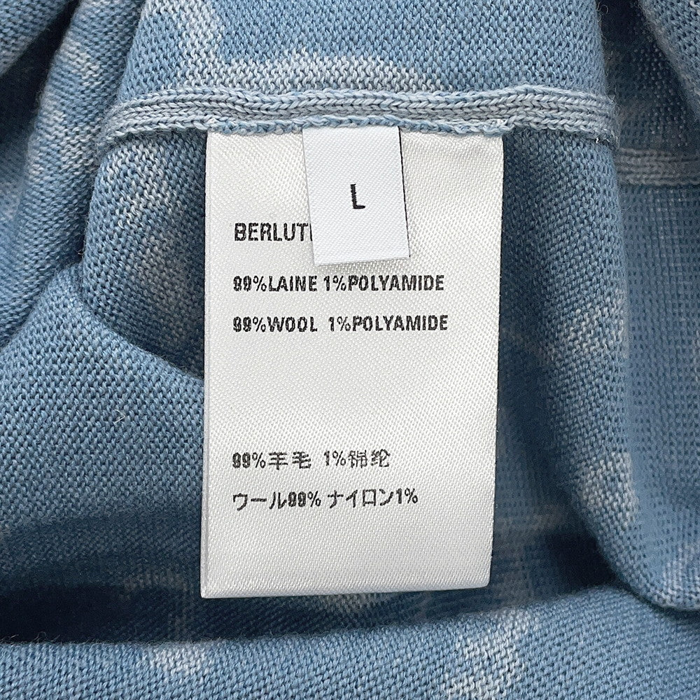 Berluti Scritto crew neck sweater Size L Pearl blueR26KRL198-001 Wool99% Nylon1%
