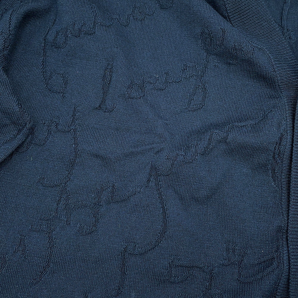 Berluti Scritto Jacquard Cardigan Size M Cold Night BlueR27KCL81 Silk55% Cotton45%