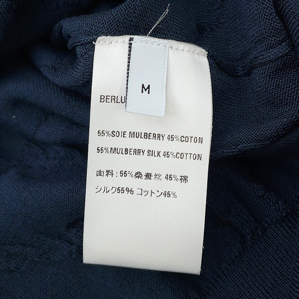 Berluti Scritto Jacquard Cardigan Size M Cold Night BlueR27KCL81 Silk55% Cotton45%