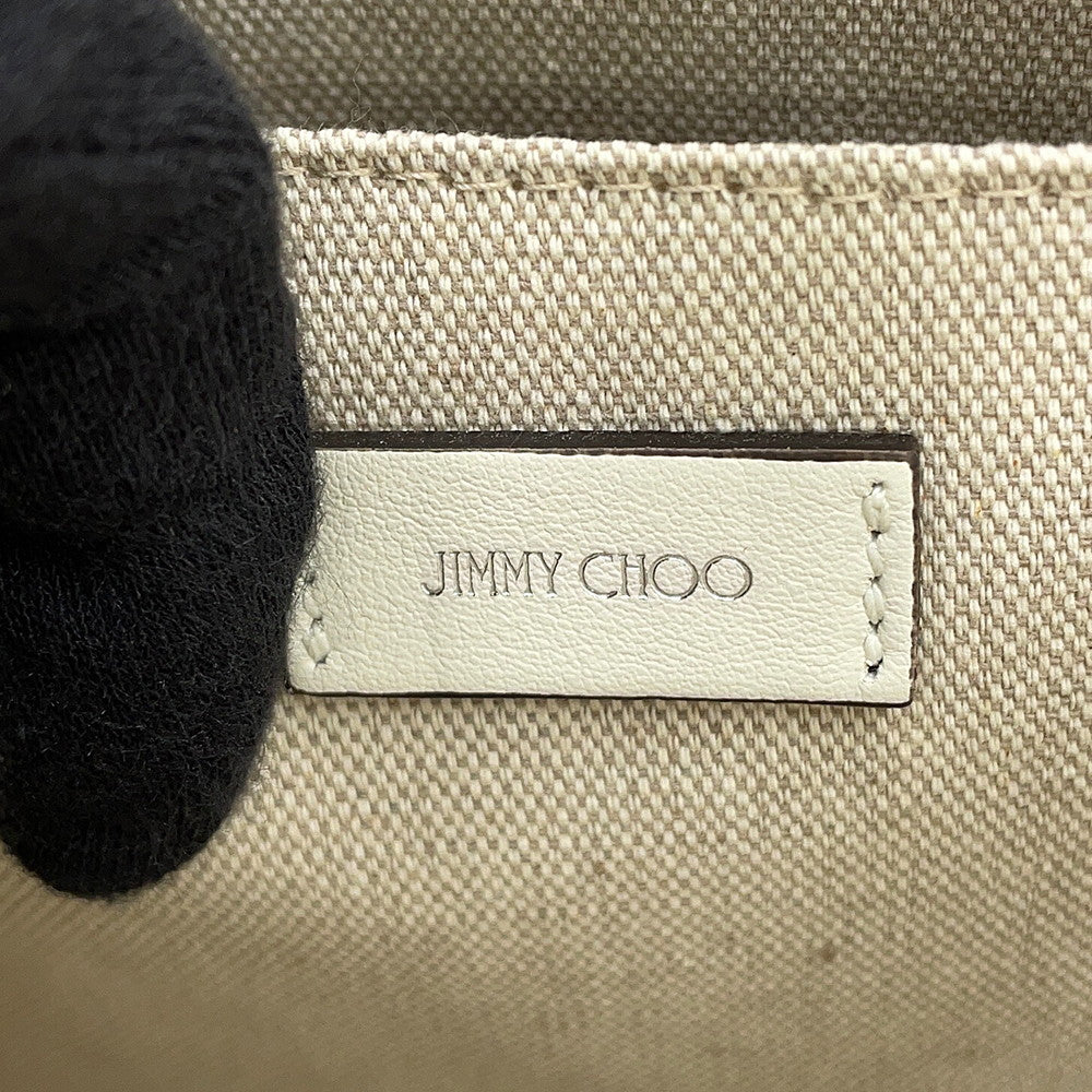 JIMMY CHOO BRIA TOTE Star Studded 2-Way Handbag White Leather