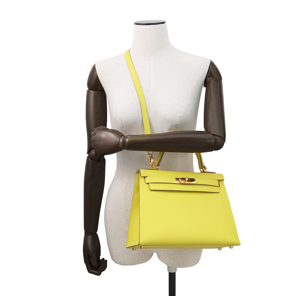HERMES Kelly Sellier Lime Epsom Size 28