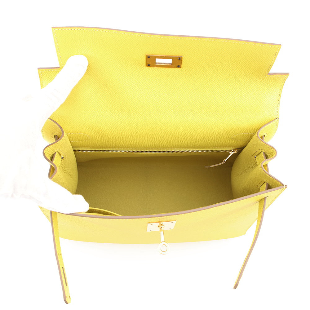 HERMES Kelly Sellier Lime Epsom Size 28