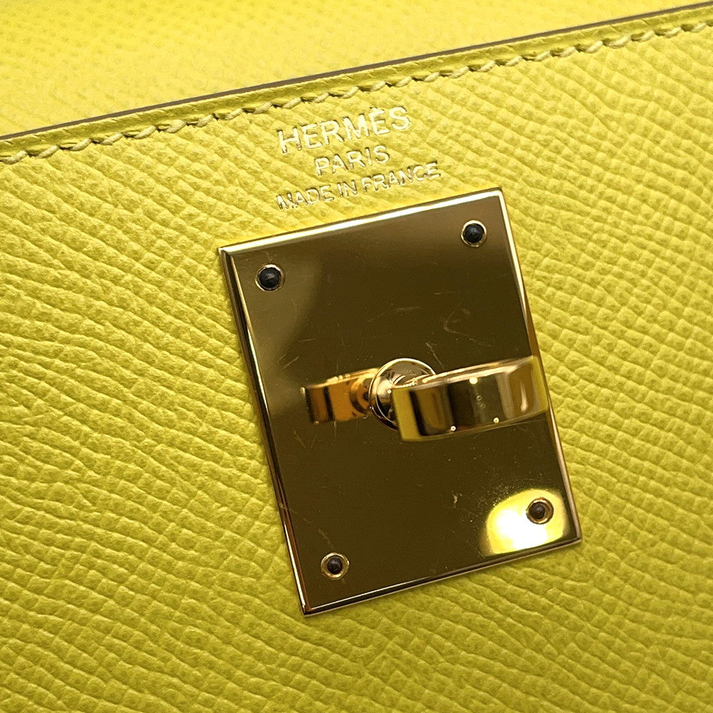 HERMES Kelly Sellier Lime Epsom Size 28
