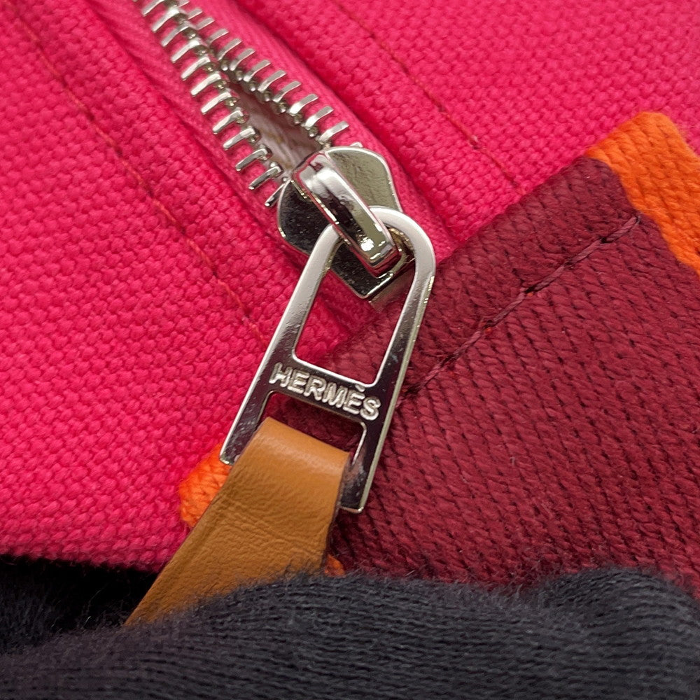 HERMES Brid a Black Hibiscus Canvas Size PM