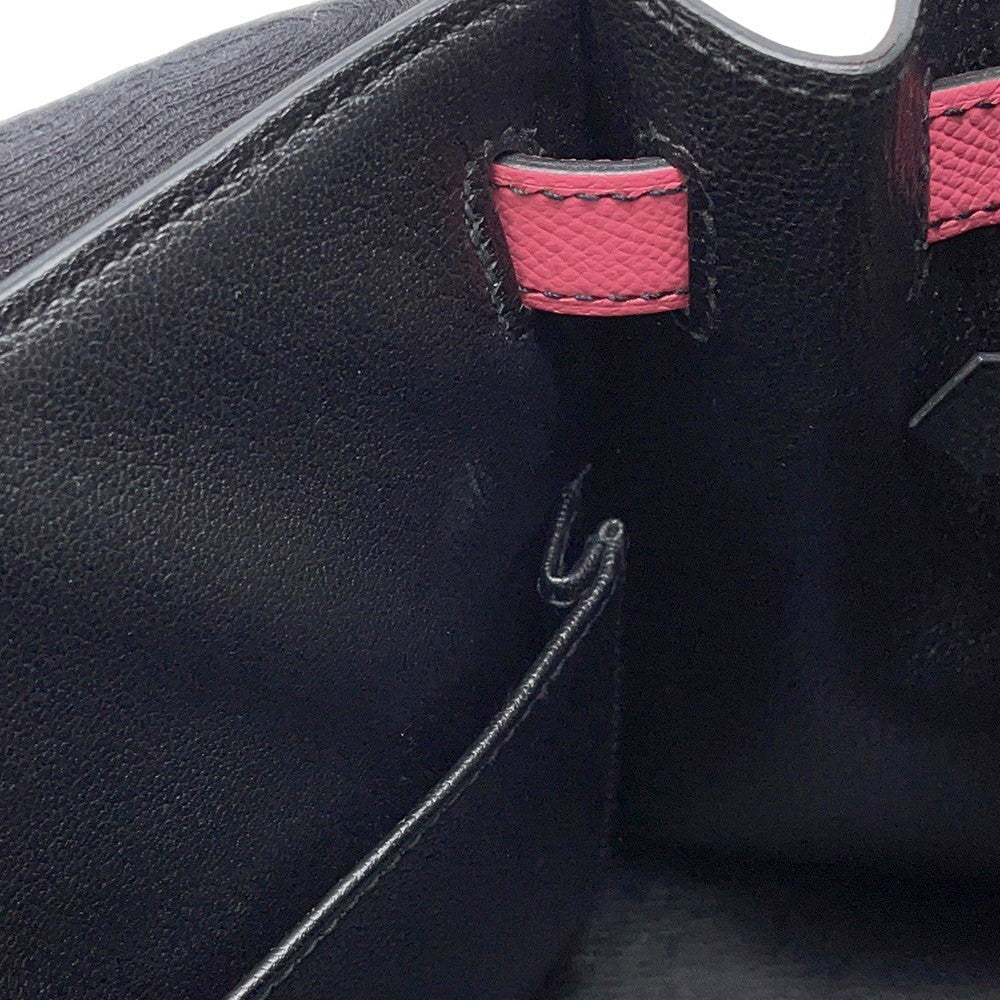 HERMES Kelly Sellier Rose Azalee/Black Epsom Size 28