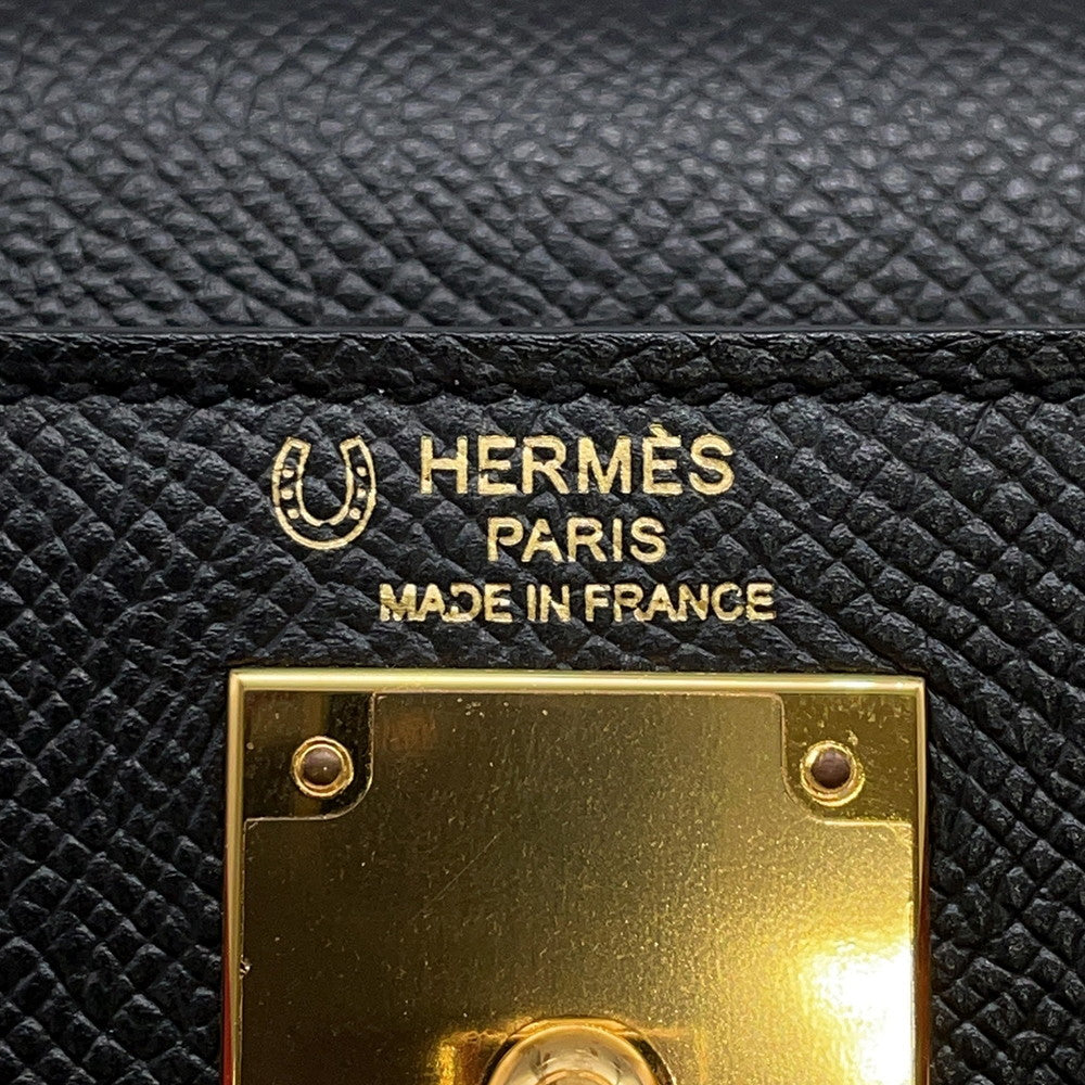 HERMES Kelly Sellier Rose Azalee/Black Epsom Size 28