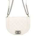CHANEL Boy Chanel Chain Shoulder Bag WhiteAS3350 Caviar Leather